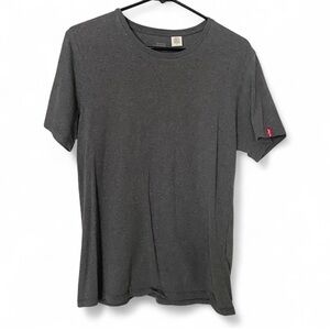 Classic Levi’s Gray Blank Cotton Crew Neck T-Shirt Basic, Logo on Sleeve